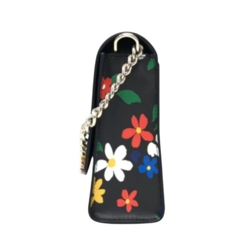 NEW Kate Spade New York Black Floral Staci Sailin Leather Medium Crossbody Bag